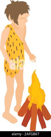 Mastering fire icon, isometric style Stock Vector