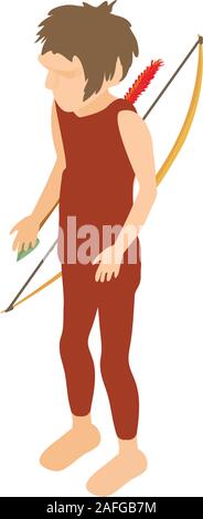 Primitive hunter icon, isometric style Stock Vector