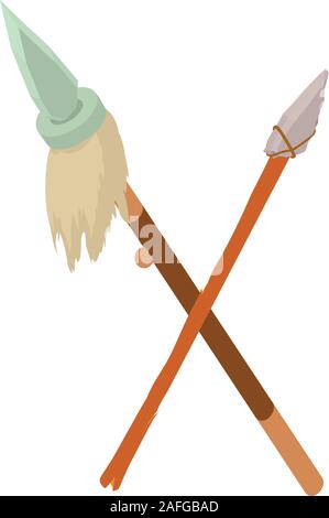 Crossed spears icon, isometric style Stock Vector