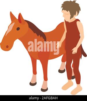 Hoss domestication icon, isometric style Stock Vector
