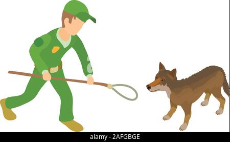 Catching dog icon, isometric style Stock Vector