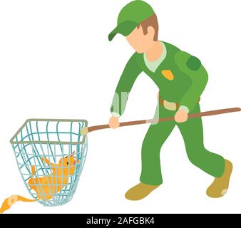 Catching cat icon, isometric style Stock Vector