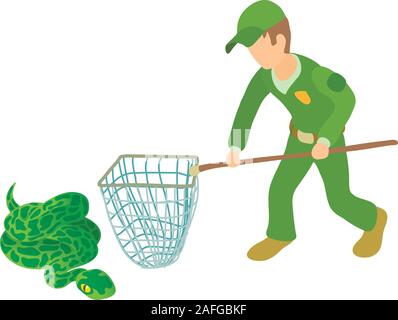 Catching snake icon, isometric style Stock Vector