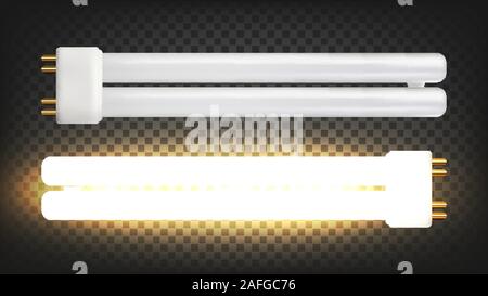 Lighting Lamp With Two Fluorescent Tubes Vector Stock Vector