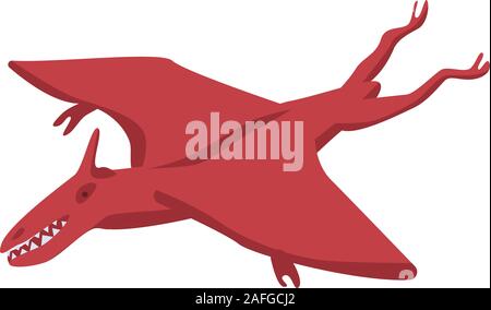 Flying red dinosaur icon, isometric style Stock Vector
