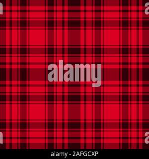 Red with dark checkered seamless pattern. Vector cage abstract background. Trend lumberjack Christmas and New Year design tartan texture Stock Vector