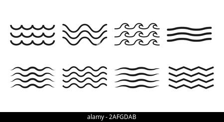 Wave icon set. Vector illustration, flat design. Stock Vector