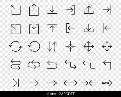 Line Arrow icon set. Vector illustration, flat design Stock Vector