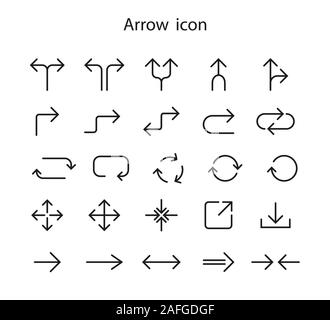 Line Arrow icon set. Vector illustration, flat design Stock Vector