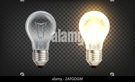 Electrical Glowing Incandescent Light Bulb Vector Stock Vector