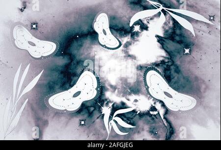 Abstract image of moths on a light background. Stock Photo