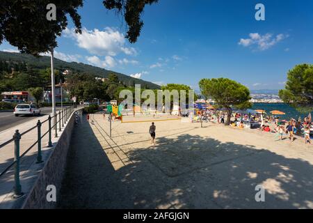 Fun and entertainment on beach in place Icici near Opatija, Kvarner, Croatia Stock Photo
