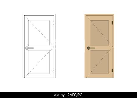 Door blueprint and realistic. Design interior. Vector illustration. Stock Vector