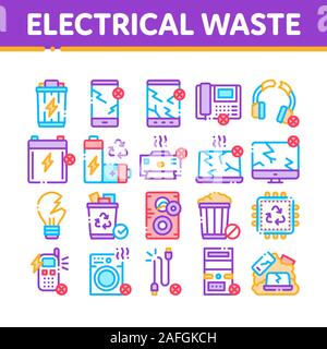 Electrical Waste Tools Collection Icons Set Vector Stock Vector