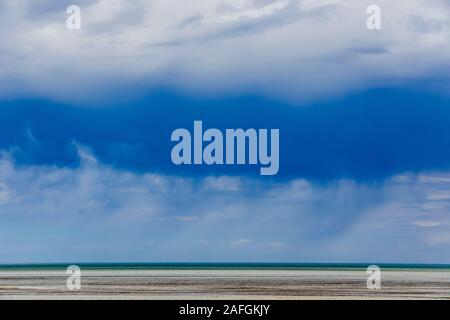 Unusual cloud formations form before the storm at Port Germein, South Australia, Australia. Stock Photo