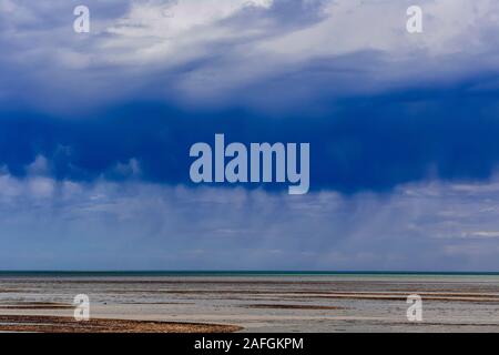 Unusual cloud formations form before the storm at Port Germein, South Australia, Australia. Stock Photo