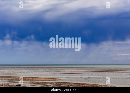 Unusual cloud formations form before the storm at Port Germein, South Australia, Australia. Stock Photo