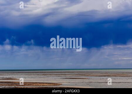 Unusual cloud formations form before the storm at Port Germein, South Australia, Australia. Stock Photo