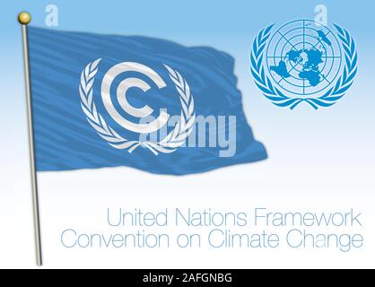 United Nations Climate Change Conference and organization flag, vector illustration Stock Vector