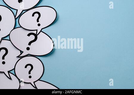 Speech or thought bubbles with question marks Stock Photo