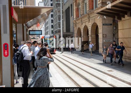 Light rail station named Bridge street on the sydney light rail route between circular quay and randwick,Sydney,Australia Stock Photo