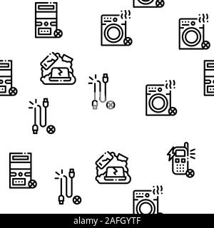 Electrical Waste Tools Seamless Pattern Vector Stock Vector
