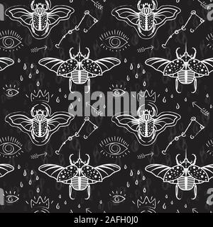 Goliath Bug and Hercules Rhinoceros Beetle Pattern Stock Vector