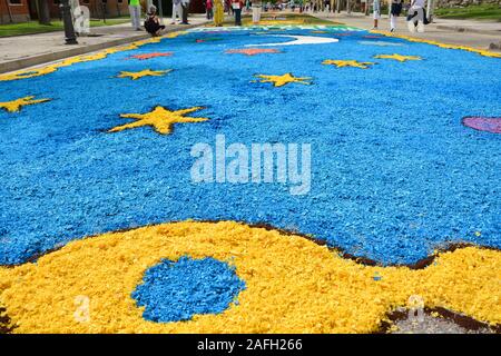 Street decorated with flowers at the Corpus Christi festival Stock Photo