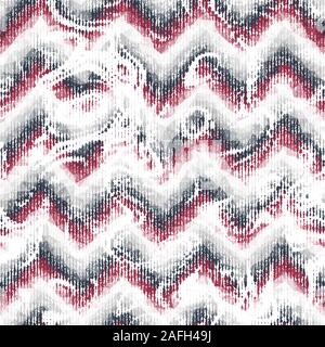 Noisy brushed mottled stains on chevron stripes Stock Vector