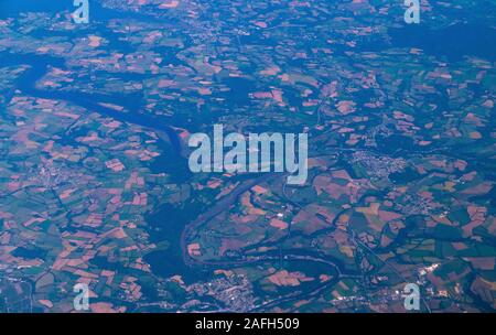 Aerial view of Chateaulin the River Aulne and surrounding countryside in Finistere Brittany France Stock Photo