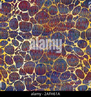 Colorful combed hand marbled texture with gold Stock Vector