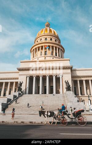 Havana, Cuba - October 18, 2019: The Capitol in La Habana Vieja, Cuba, Caribe Stock Photo