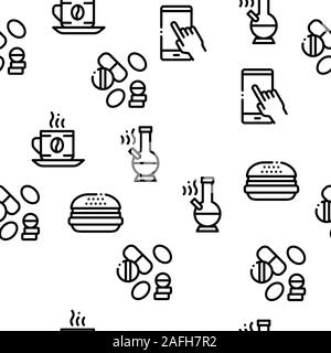 Addiction Bad Habits Seamless Pattern Vector Stock Vector
