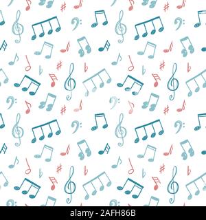 Music notes and clefs seamless pattern - vector musical texture. Stock Vector