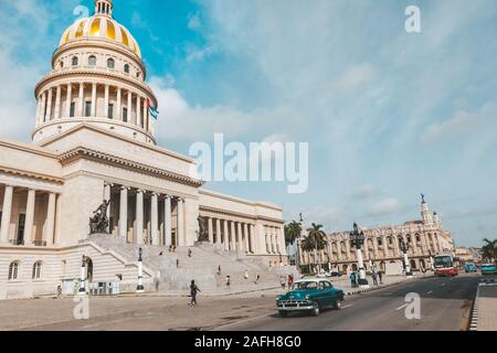 Havana, Cuba - October 18, 2019: The Capitol in La Habana Vieja, Cuba, Caribe Stock Photo