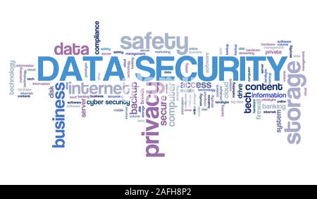 Data security - information privacy and safe storage technology concept. Word cloud. Stock Photo