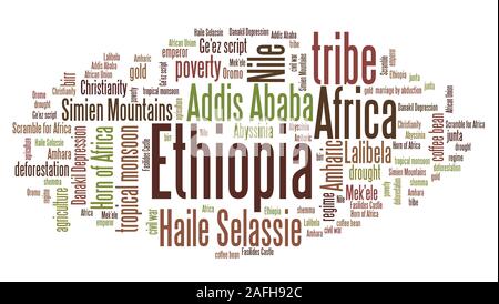 Ethiopia - African country word cloud illustration. Word collage. Stock Photo