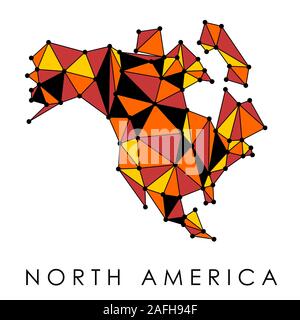 North America map vector - low-poly geometric style illustration. Connection network. Stock Vector