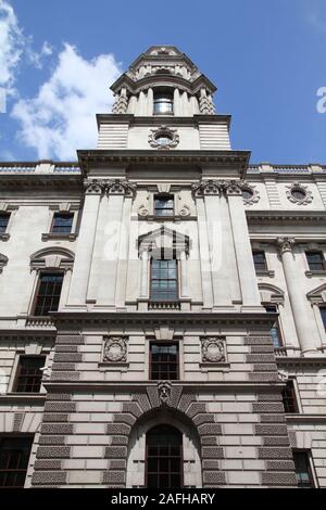 London, UK - The Exchequer, also known as Her Majesty's Treasury building. Stock Photo