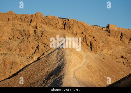 The rampart built by the Romans on the western side of Metzada, Masada national park, Israel Stock Photo