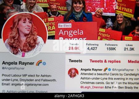Twitter account of Angela Rayner - Member of Parliament for Ashton-under-Lyne. Stock Photo