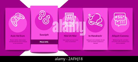 Addiction Bad Habits Onboarding Elements Icons Set Vector Stock Vector