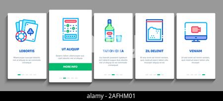 Addiction Bad Habits Onboarding Elements Icons Set Vector Stock Vector