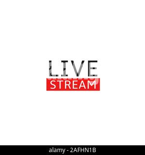 Live stream. Live streaming label icon, online broadcasting sign Stock Vector