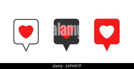 Heart in speech bubble icons. Love chart symbols, Vector Stock Vector