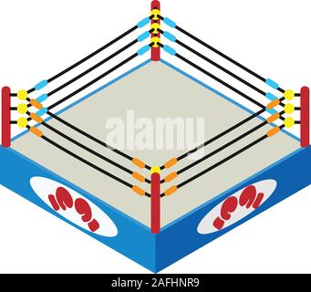 Boxing arena icon. Isometric of boxing arena vector icon for web design isolated on white background Stock Vector