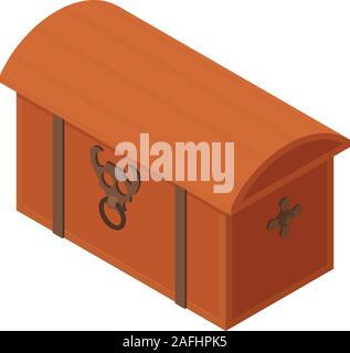 Wood dower chest icon. Isometric of wood dower chest vector icon for web design isolated on white background Stock Vector