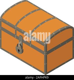Pirate dower chest icon. Isometric of pirate dower chest vector icon for web design isolated on white background Stock Vector