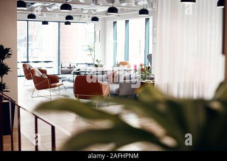 Empty Reception Area In Modern Open Plan Office Stock Photo