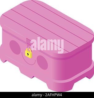 Pink dower chest icon. Isometric of pink dower chest vector icon for web design isolated on white background Stock Vector